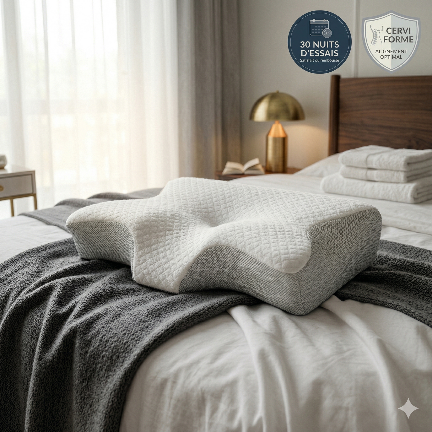 NoxaZen™ - Oreiller Cervical à Mémoire de Forme